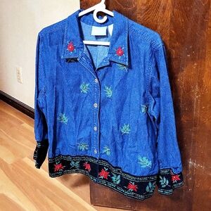 Christmas denim jean jacket vintage